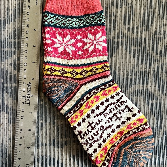 New set of 5 Colorful Patterned Knit Socks winter wool hiking boot socks women’s - Picture 3 of 8